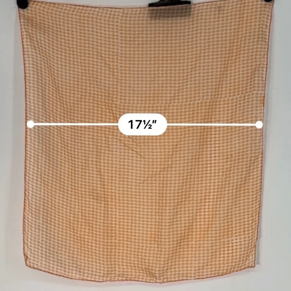 Vintage 100% Pure Silk Orange Houndstooth Square Scarf Neckerchief Preppy 105-31